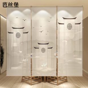 卷帘窗帘帘子升降软隔断屏风帘挂式 新中式 客厅玄关酒店办公室遮光