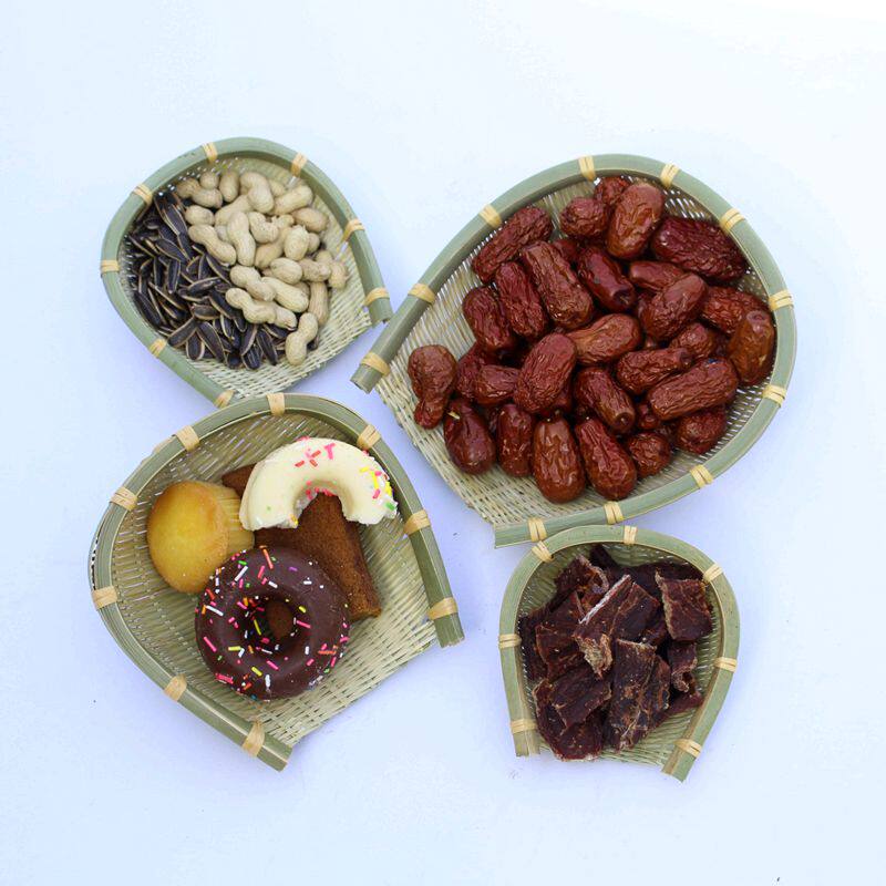 竹编头层朱青筲箕纯手工竹制品小簸箕果盘摘菜蓝淘米篮家用沥米篮