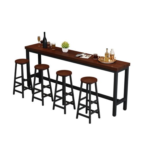 实木吧台桌奶茶店桌子家用阳台靠墙桌高脚窄桌长条桌酒吧桌椅组合