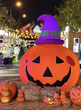 发光南瓜气球 万圣节装饰大型摆件网红打卡店铺道具气模商场橱窗