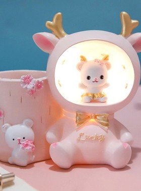 可爱小夜灯女孩子摆件创意女童公主儿童房间装饰品卧室布置的摆设