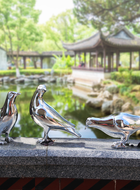 仿真鸽子摆件动物雕塑仿铜不锈钢小鸟燕子户外庭院花园室内装饰品