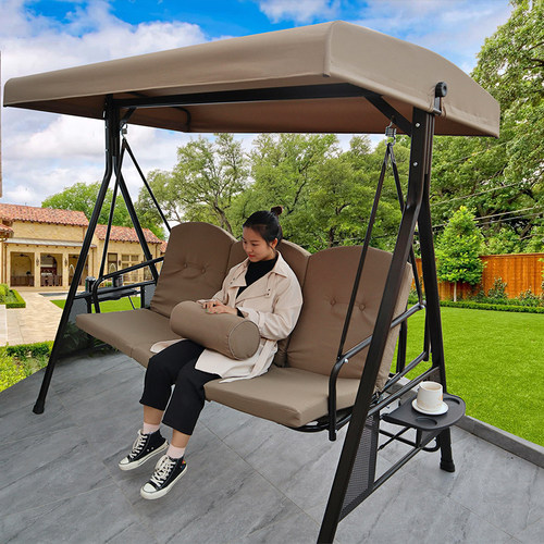 户外秋千摇椅阳台别墅露台吊椅防腐木编藤铁艺摇篮花园庭院秋千床