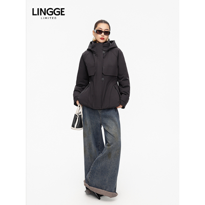 连帽自带收腰户外短款鹅绒羽绒服