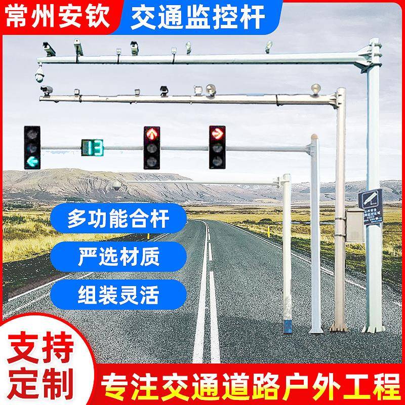 交通道路八角监控杆不锈钢3米6米摄像头立杆安防监控杆厂家