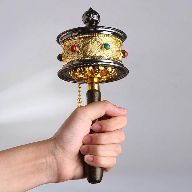 藏族特色手摇工艺品旅拍道具纪念品上下双轴承解压转轮静心手持件