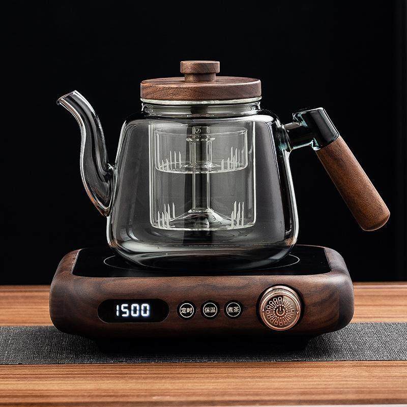新款北美黑胡桃木实木电陶炉超薄耐热玻璃蒸煮茶器套装养生烧水壶,餐饮具,煮茶炉,淘宝优惠券,粉丝福利购,淘宝优惠卷