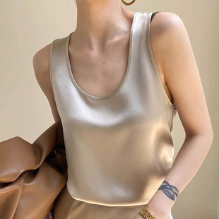 深圳南油圆领背心吊带三醋酸抗皱U领无袖 高级感百搭内搭显瘦外穿