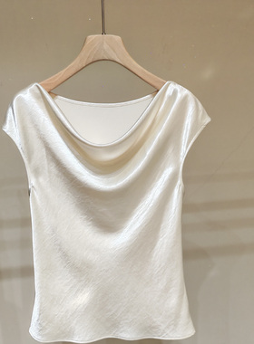 深圳南油重磅三醋酸缎面衬衫性感优雅荡领醋酸缎面衬衣背心打底衫