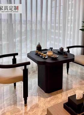 新中式阳台茶桌高端新款实木黑色海棠桌现代简约胡桃木小户型茶台