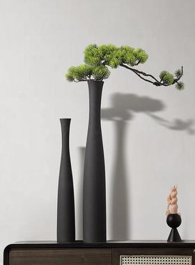 现代简单的创意黑白拉丝花瓶陶瓷饰品可访问豪华高端Wabi-Sabi风
