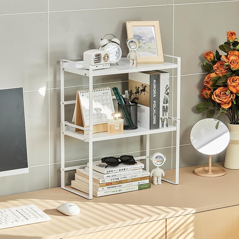 桌面置物架办公桌书桌铁艺收纳架家用卧室宿舍P简易书架分层整理