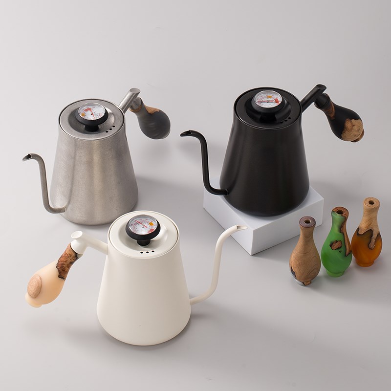 手冲咖啡壶家用滴滤挂耳冲水壶创意手柄不锈钢带温度计长嘴细口壶