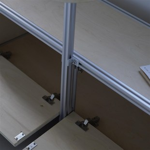 工业风铝型材咖啡店长凳桦木海洋板储物柜卡座奶茶店长椅子两用桌