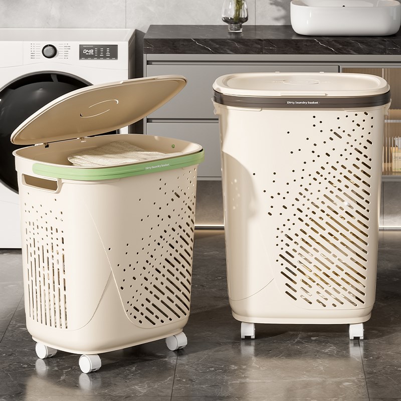 家用脏衣篮宿舍大收纳带盖洗衣蓝浴室卫生间塑料脏衣篓手提洗衣篮