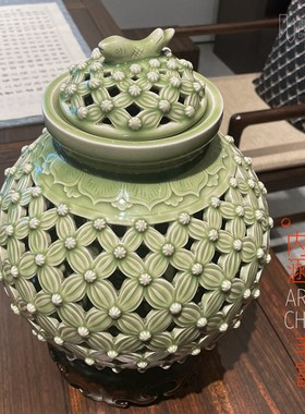 招财陶瓷摆件新中式瓷瓶别墅办公室桌面装饰品乔迁开业送领导礼品