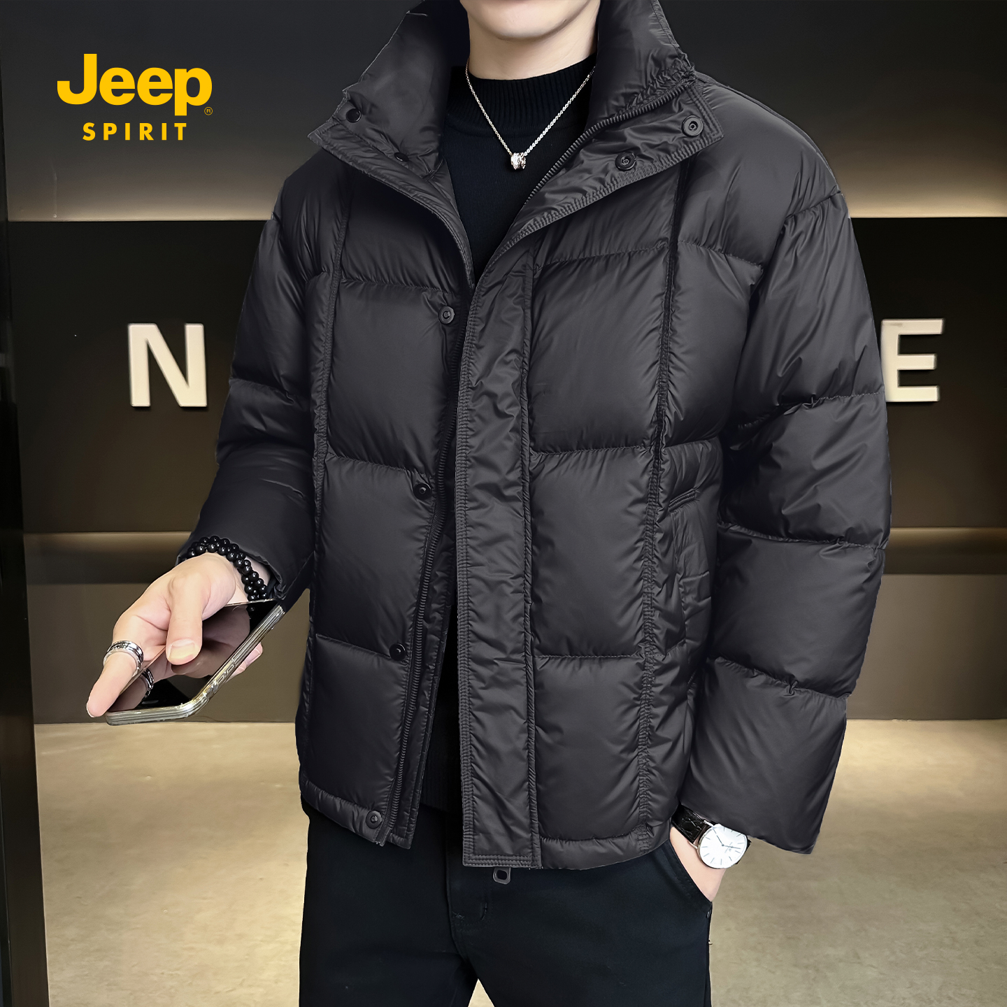 JEEPSPIRIT新款立领男士羽绒服