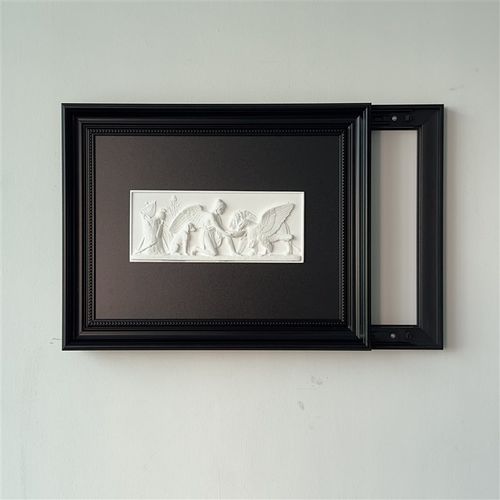 中古风配电箱遮挡挂画法式复古软装黑色相框立体浮雕电表箱装饰画