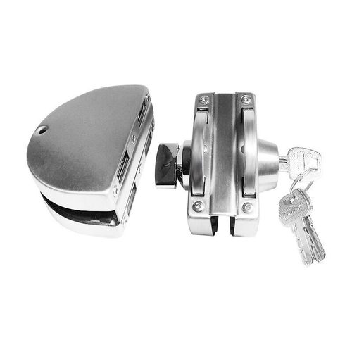 玻璃门半圆锁免开孔玻璃门锁不锈钢单门双门推拉门锁玻璃门中间锁