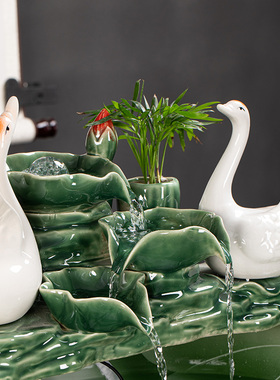 陶瓷鱼缸流水器养鱼盆循环水假山瀑布造景水缸摆件喷泉过滤器配件