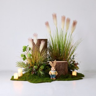 仿真绿植物楼梯下墙角室内户外景观装饰假花仿生芦苇草丛造景组合