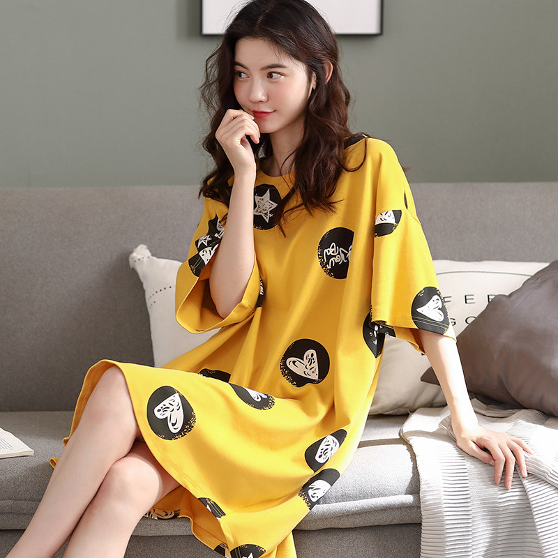 猫人新疆棉睡衣睡裙女夏薄款纯棉短袖学生网红宽松大码全棉家居服在类目 女士内衣/男士内衣/家居服, 睡裙中 - 来自Buy2taobao.com提供专业的淘宝代购服务