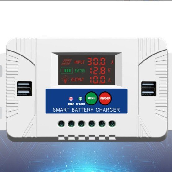 10A/20A/30A太阳能控制器12/24V自适应LED屏带充电/放电电流显示