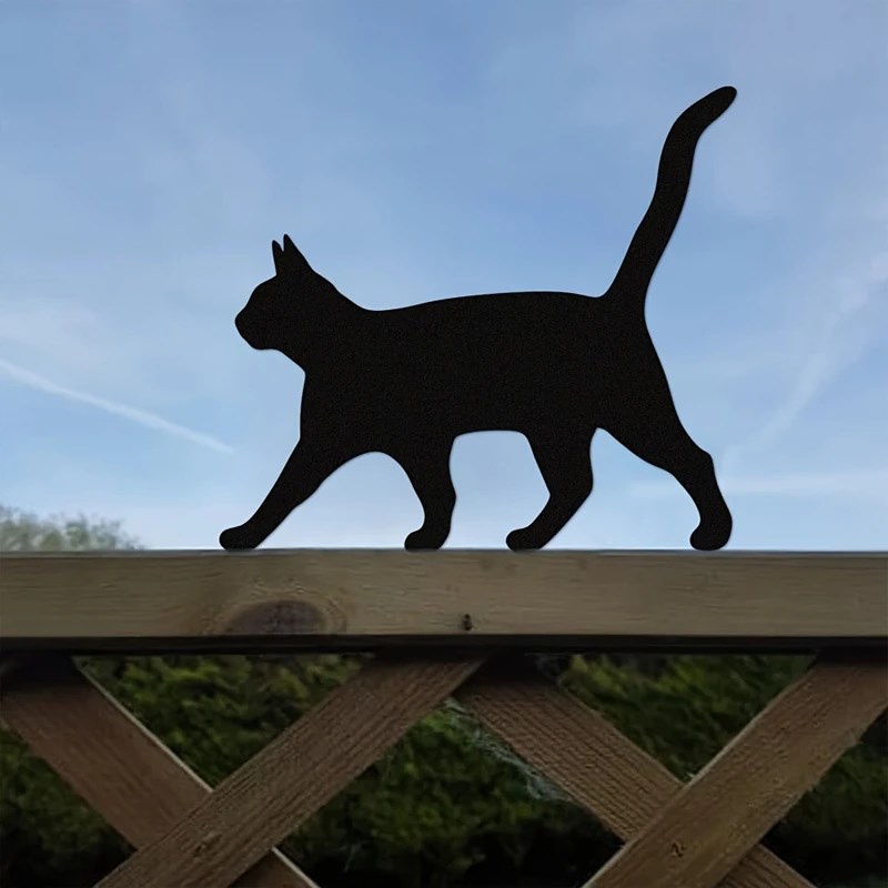 迷人黑猫轮d廓花园装饰乡村栅栏木桩户外围栏装饰花园艺术金属地