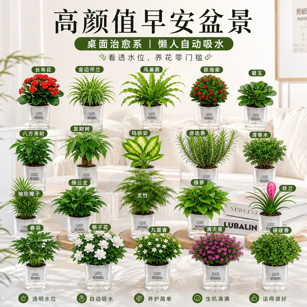 八方来财桌面绿植发财树盆栽幼儿园小绿植花卉办公室内水培好养活