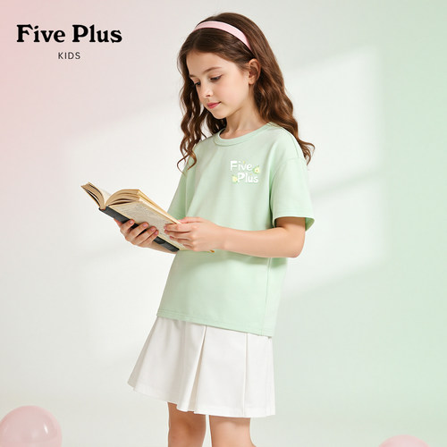 Five Plus童装女童纯棉短袖t恤2026新款夏季儿童轻薄衣服女孩半袖
