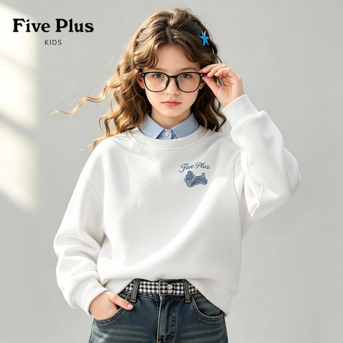 Five Plus童装女童长袖2026新款秋款儿童圆领卫衣小女孩时尚衣服
