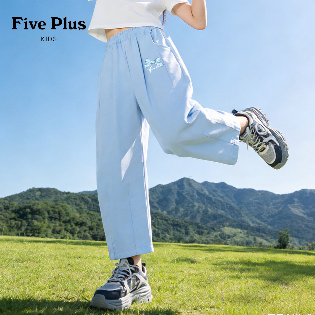 Five Plus女童奶芙裤夏季2026新款大童夏天薄款长裤儿童夏装裤子图片