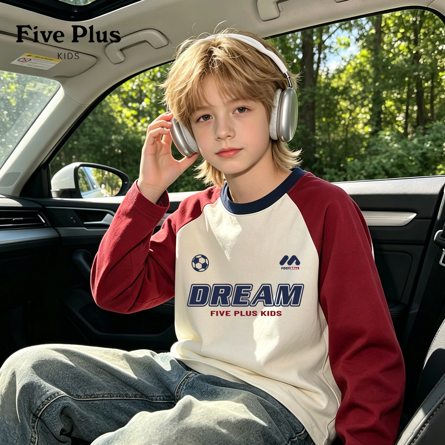 Five Plus男童纯棉t恤2026新款春秋装男孩长袖薄款上衣儿童童装