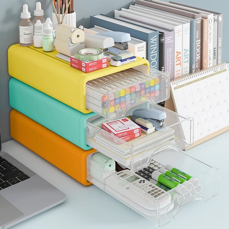 桌面抽屉式文具收纳盒文件资料置物架储物盒办公室书桌杂物整理盒