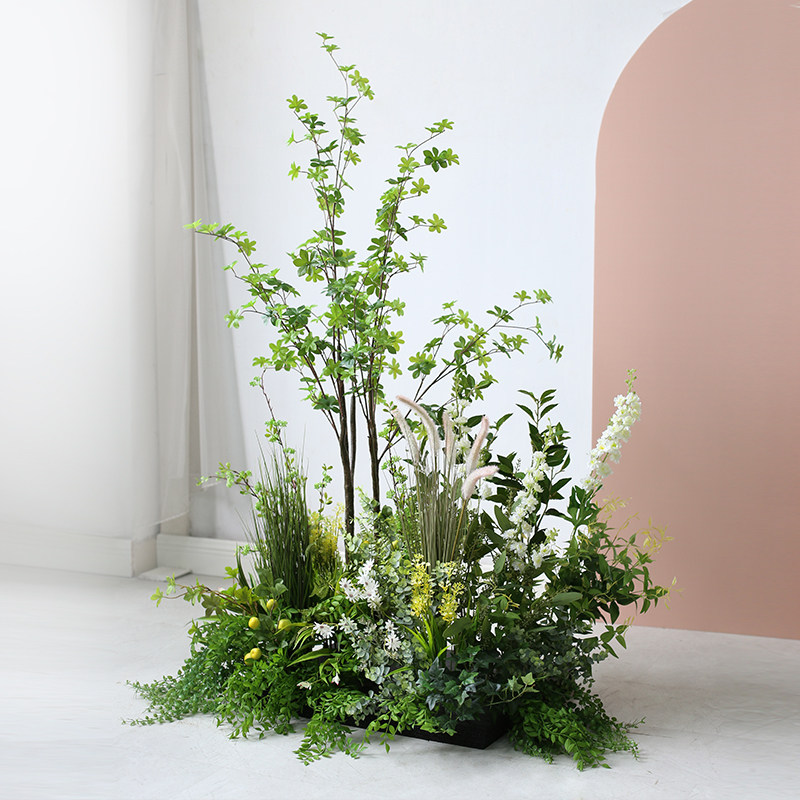 室内仿真植物花堆造景绿植装饰服装店餐厅假花草橱窗植物花池景观