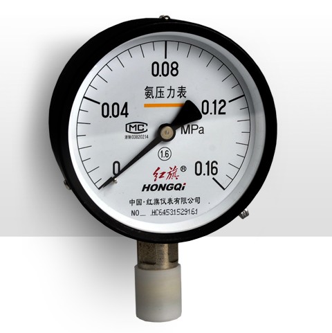 红旗氨用压力表 YA-100 0-6Mpa 氨气压力表 指针表 需定制 全规格