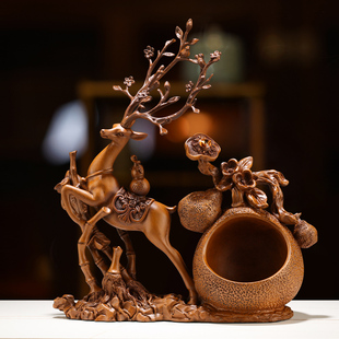 福鹿福禄进门口玄关钥匙收纳摆件轻奢客厅家居电视柜鹿装饰品入户