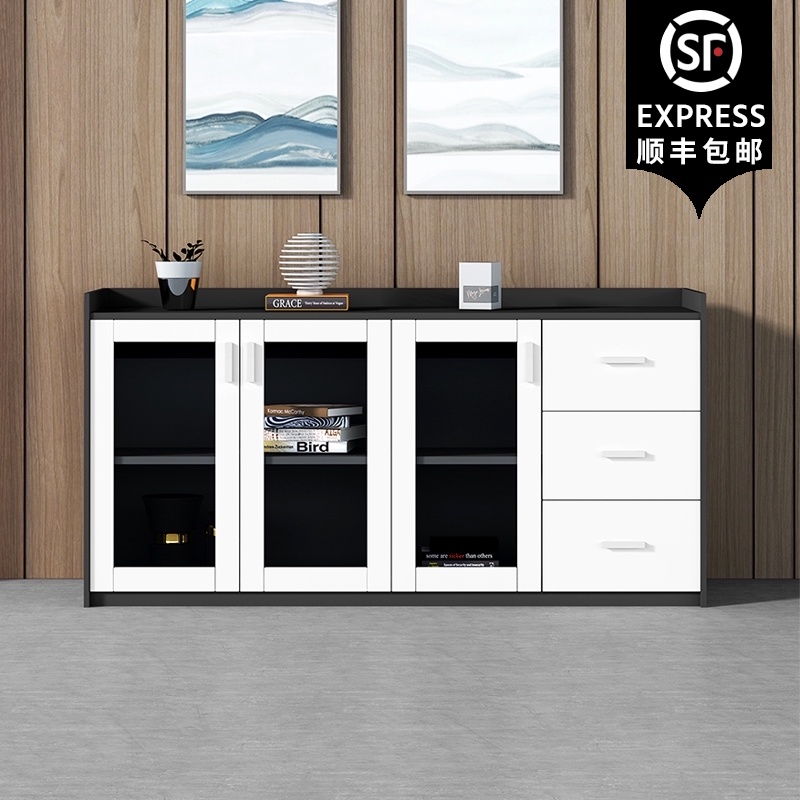 办公文件柜矮柜办公室茶水柜资料储物柜子档案柜抽屉书柜玻璃门