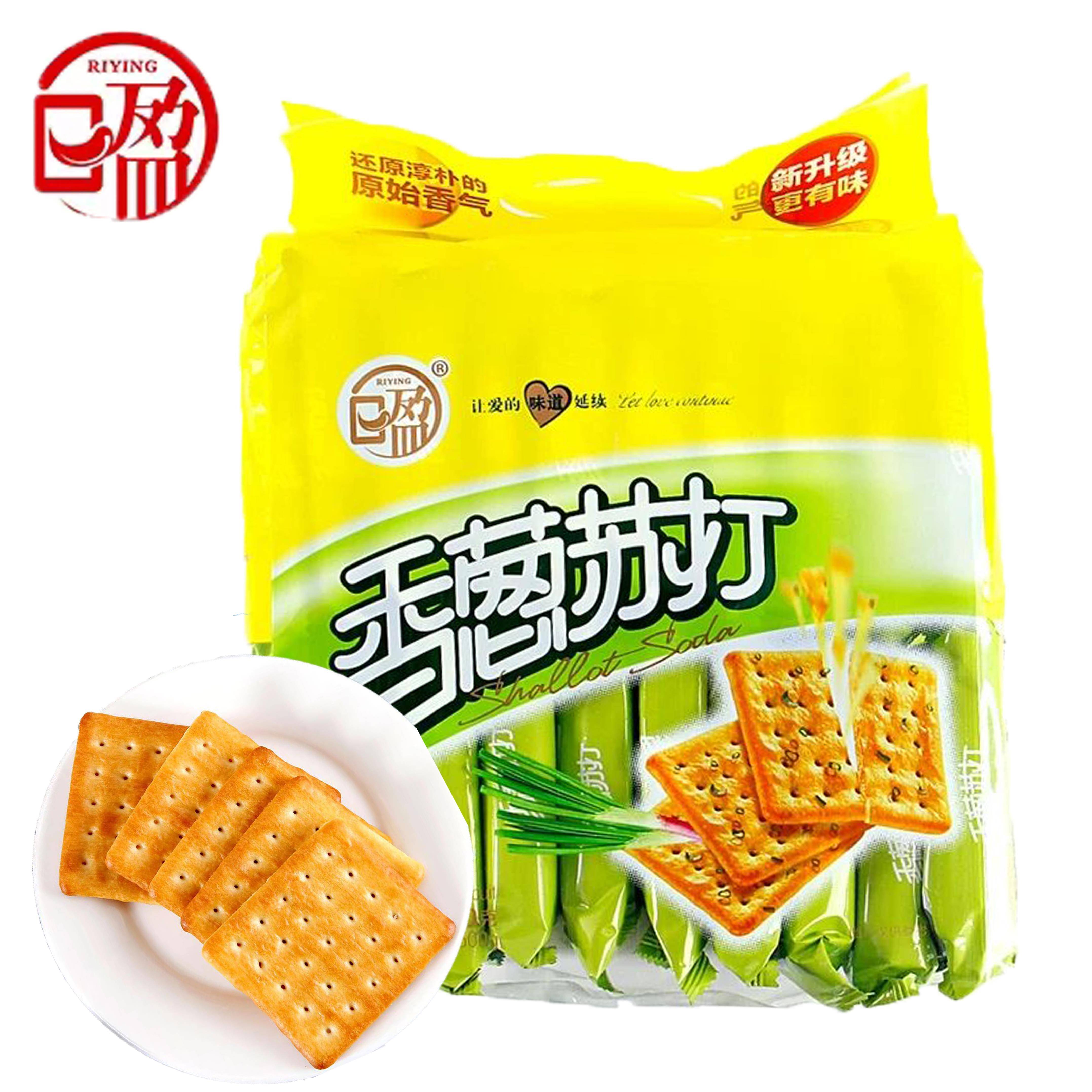 日盈苏打饼干香葱味500g苏打咸饼干早餐休闲办公室零食学生零食