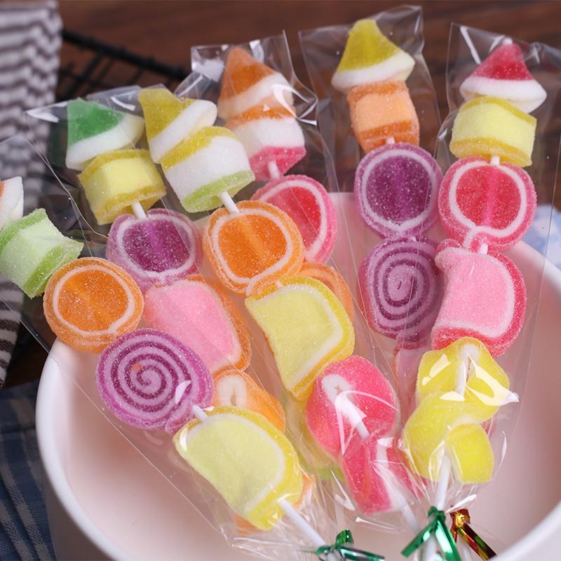 新货泰国卡通进口串串串装儿童软糖圣诞节棉花糖果礼物网红零