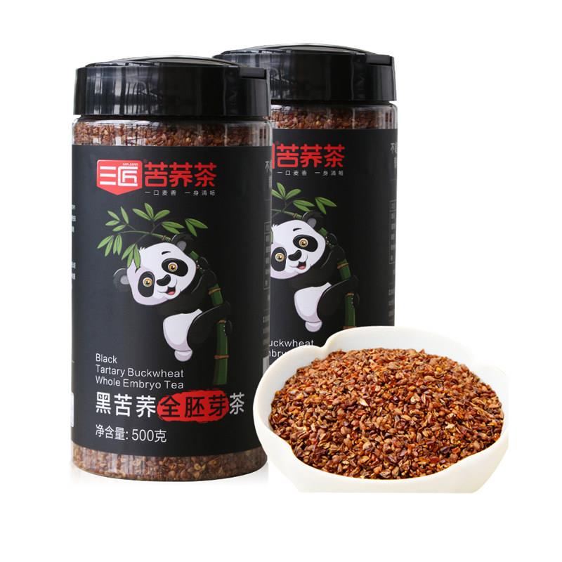 三匠苦荞茶黑苦荞全胚芽茶500g罐装散装熊猫盒四川凉山特产荞麦茶