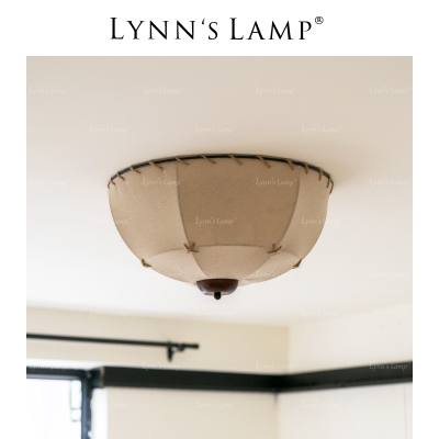 Lynns立意 侘寂风卧室吸顶灯 复古怀旧布艺书房日式房间棉麻灯具