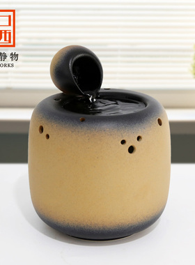 家居装饰陶瓷流水循环摆件办公室桌面招财小喷泉室内创意水景送礼