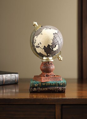 客厅复古怀旧酒柜摆件饰品电视柜装饰办公室地球仪书房摆设工艺品