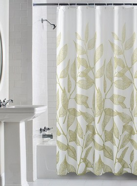 欧式浴室浴帘卫生间隔断窗帘防水帘加厚防霉蓝色风格厕所挂帘套装