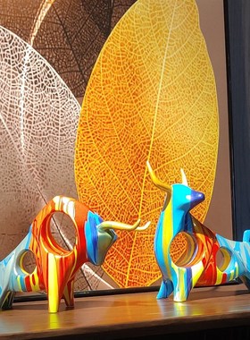 软装艺术工艺品牛摆件客厅玄关办公室书房桌面装饰招财新居创意