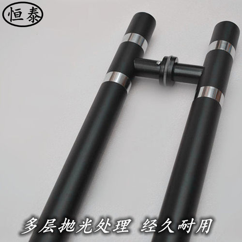 现代简约玻璃有框门推拉木移大门拉手KTV防盗门不锈钢亚黑色把手