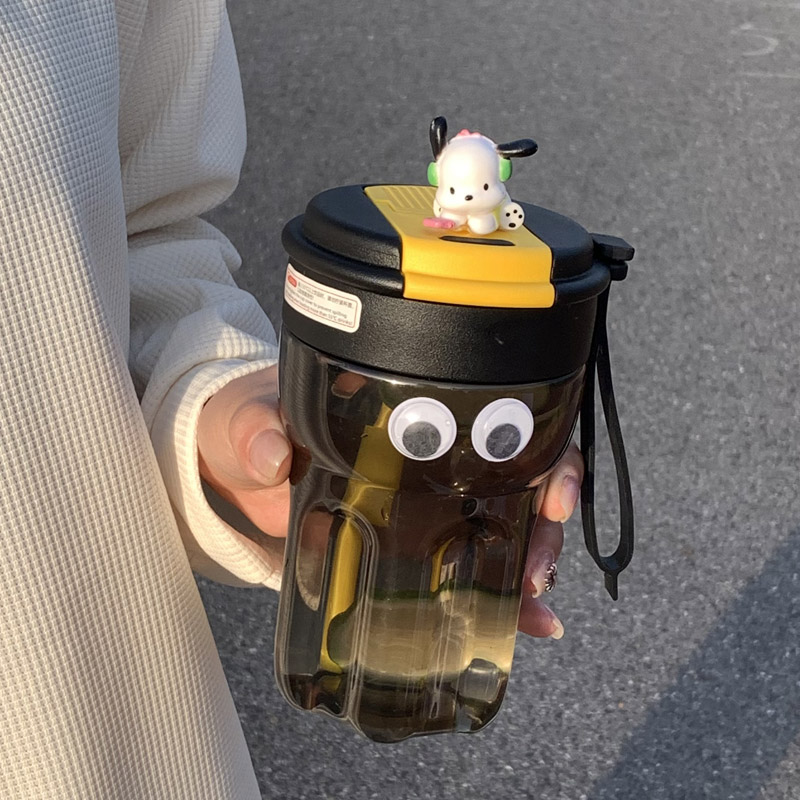 夏季新款水杯儿童学生专用双饮塑料杯创意带盖防摔夏日便携咖啡杯