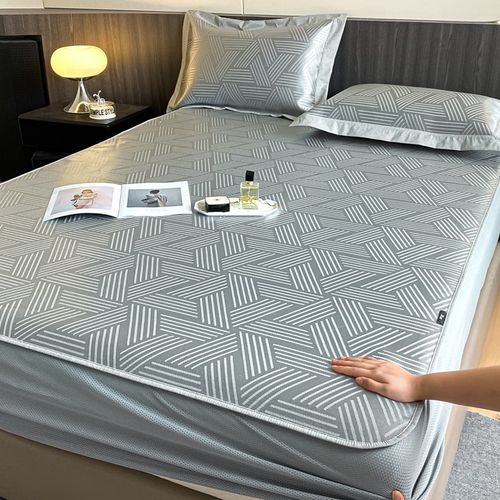 高级感夏季凉席三件套床笠款1.8米可折叠冰丝席凉感裸睡空调软席