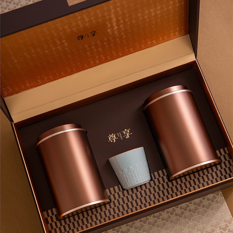 高档茶叶包装盒空礼盒红茶绿茶白茶白G毫银针铝合金罐皮质礼盒定
